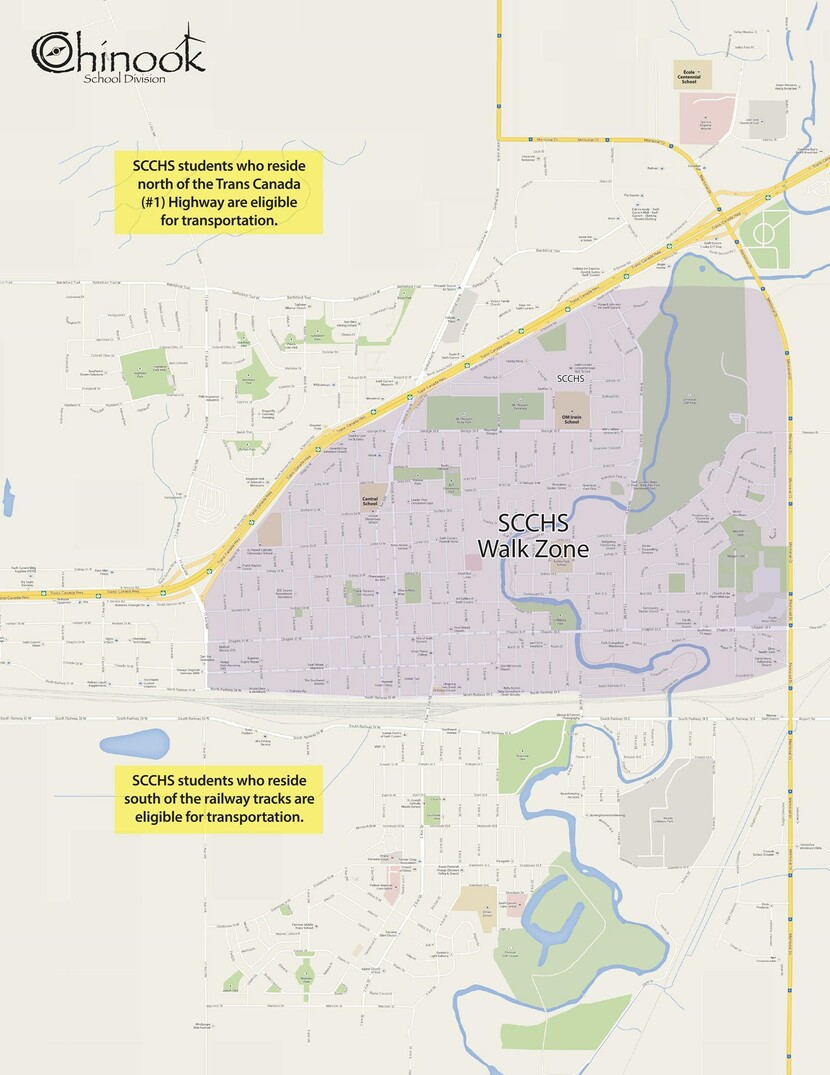 Transportation map for Chinook School Division